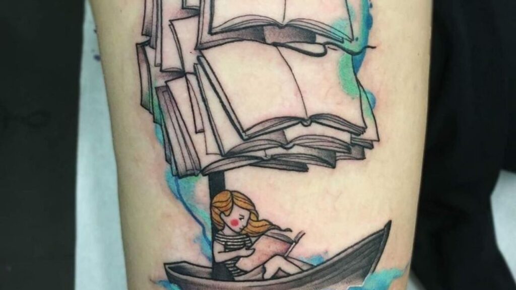ships and books tattoo