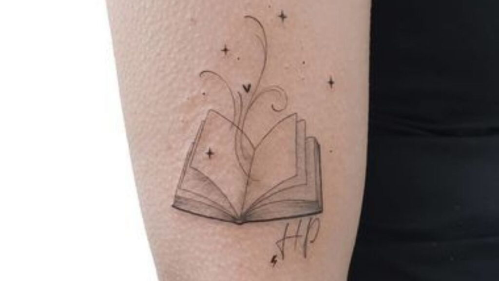 cute book tattoo