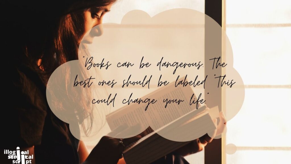 quoted text; a girl reading