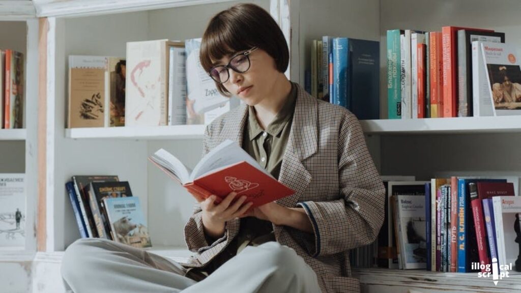 a woman reading a book
