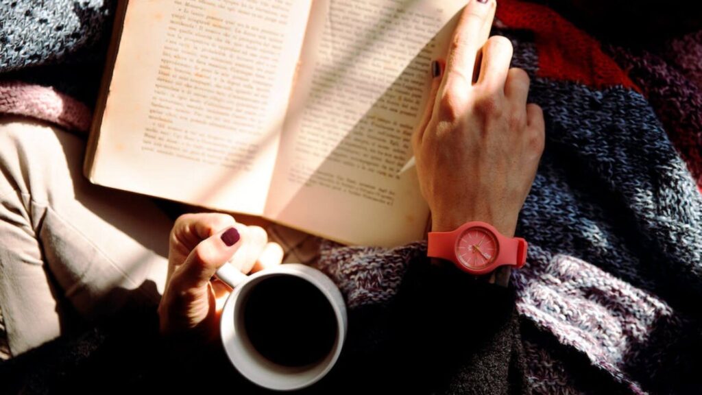 Coffee and books.  | Ways to Stay Awake while Reading
