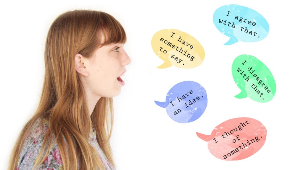 a girl with speech bubbles | How Reading Aloud Can Improve Your Speech
